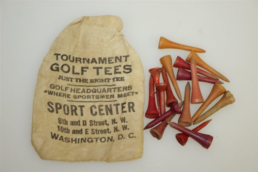Vintage Sport Center - Golf Headquarters Canvas Tee Bag with Tees - Crist Collection