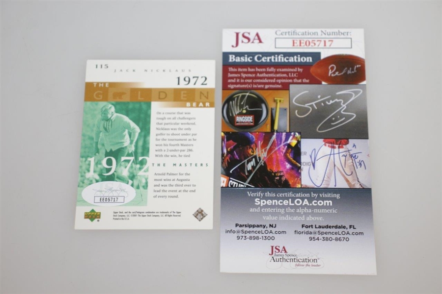 Jack Nicklaus Signed Upper Deck 'The Golden Bear' 1972 US Open Golf Card JSA #EE05717