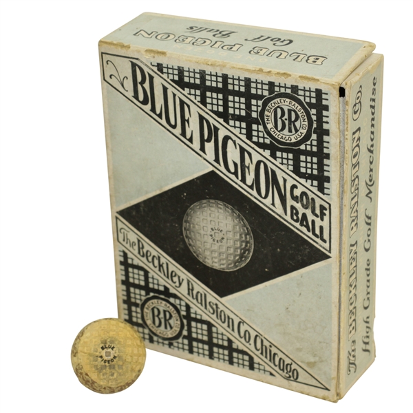 Blue Pigeon Golf Ball Box by Ralston Company Chicago w/ Mesh Ball