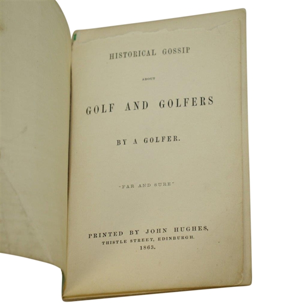 1863 Historical Gossip About Golf & Golfers by A Golfer 1st Edition George Robb - Seldom Seen