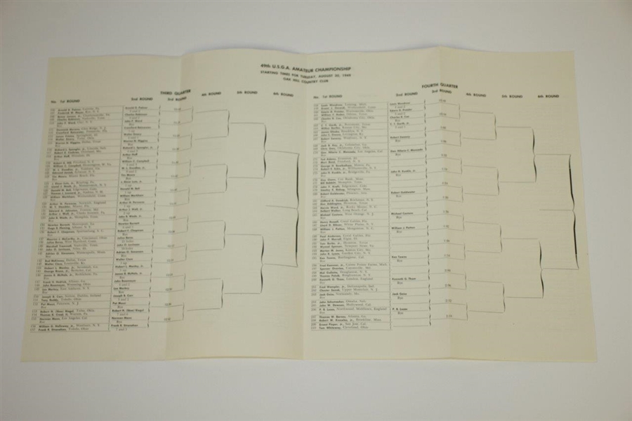 1949 US Amateur Championship at Oak Hill CC Program & Pairing Sheet - Charles Coe Winner