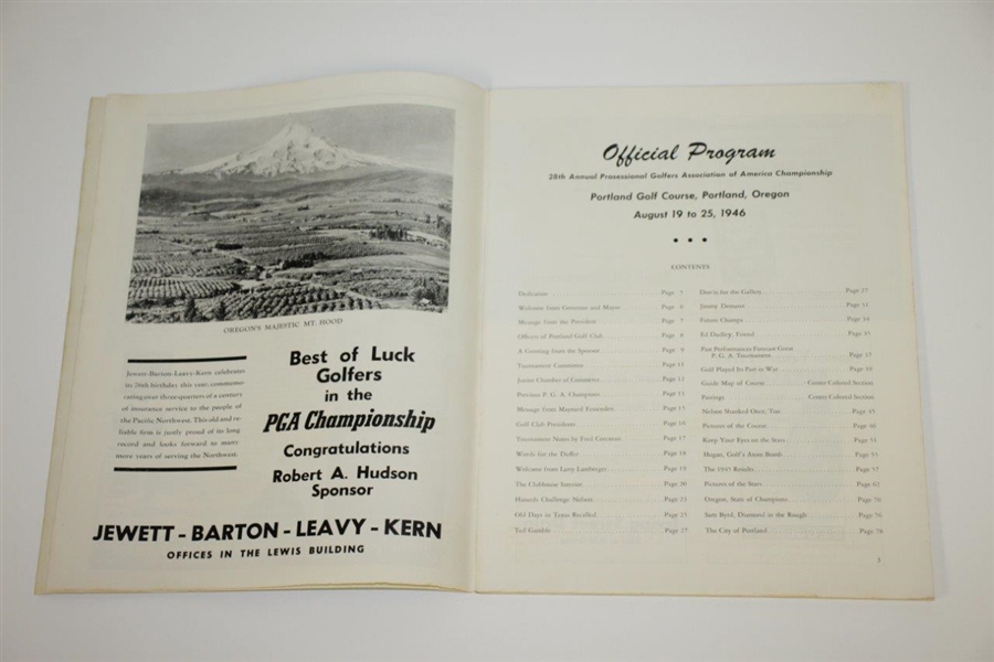 1946 PGA Championship at Portland GC Program - Ben Hogan's First Major - Rare