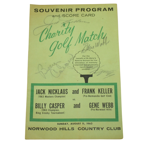 Jack Nicklaus Signed 1963 Charity Golf Match at Norwood Hills CC Program JSA ALOA
