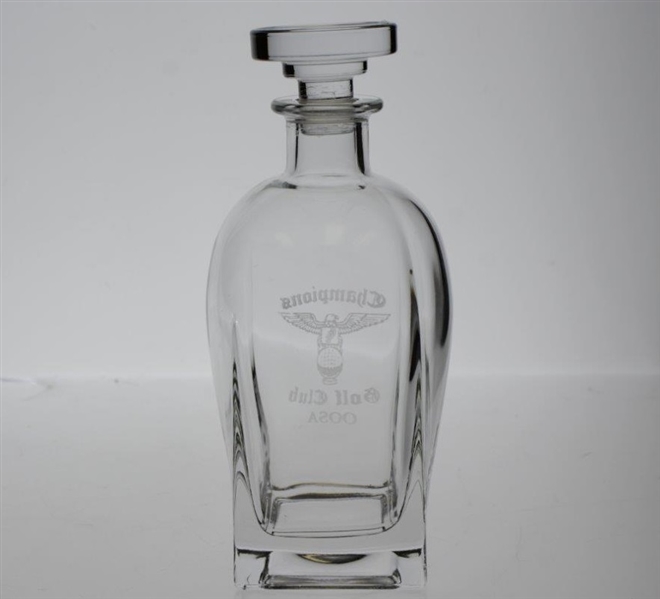 Champions Golf Club Etched Glass Decanter w/ Stopper