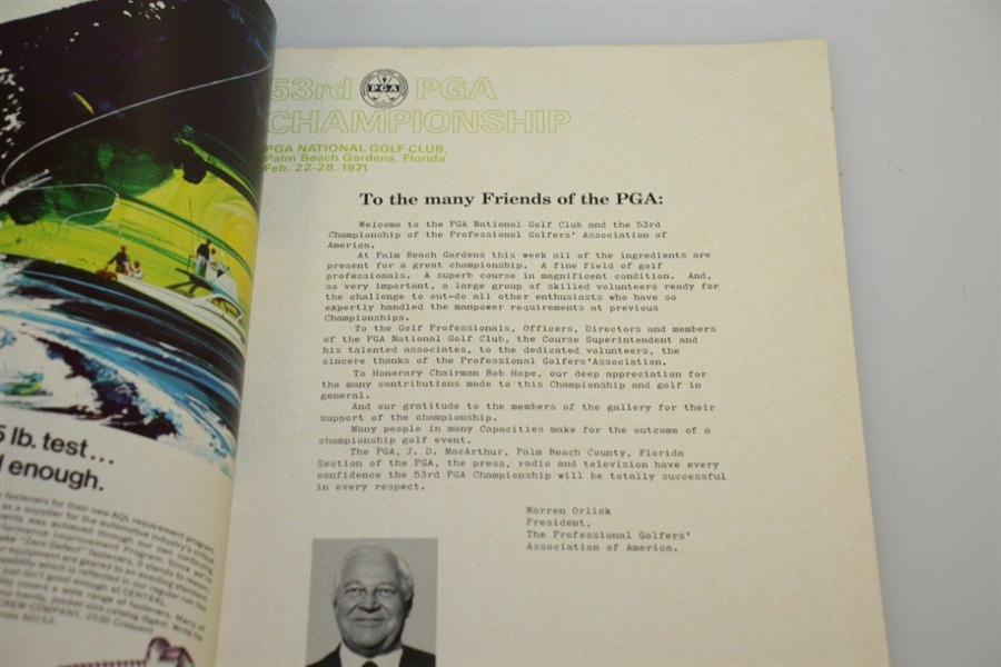 1971 PGA Championship at PGA National Program - Nicklaus Win