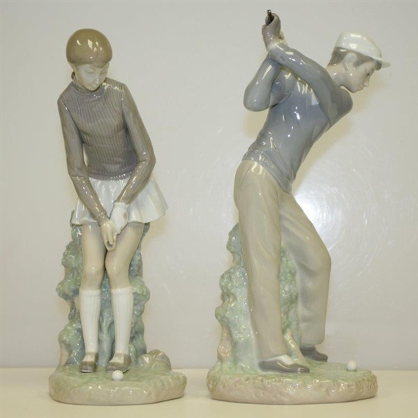 Lladro Handmade in Spain Golfing Pair Porcelain Figurines