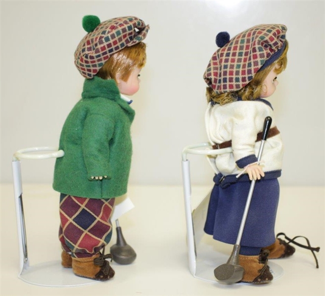 Madame Alexander Porcelain Golfer Figures w/ Stands & Boxes