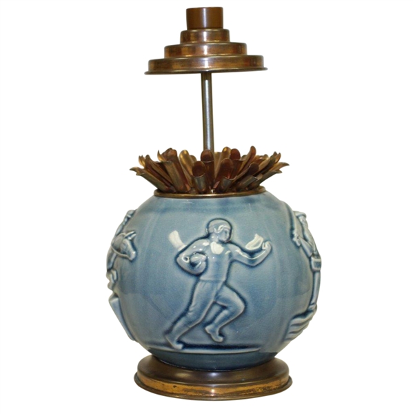 Circa 1920's Rookwood Pottery Sports Themed Cigarette Dispenser Caddy
