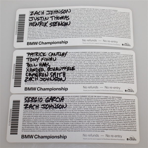 Three Multi-Signed BMW Championship Tournament Tickets JSA ALOA