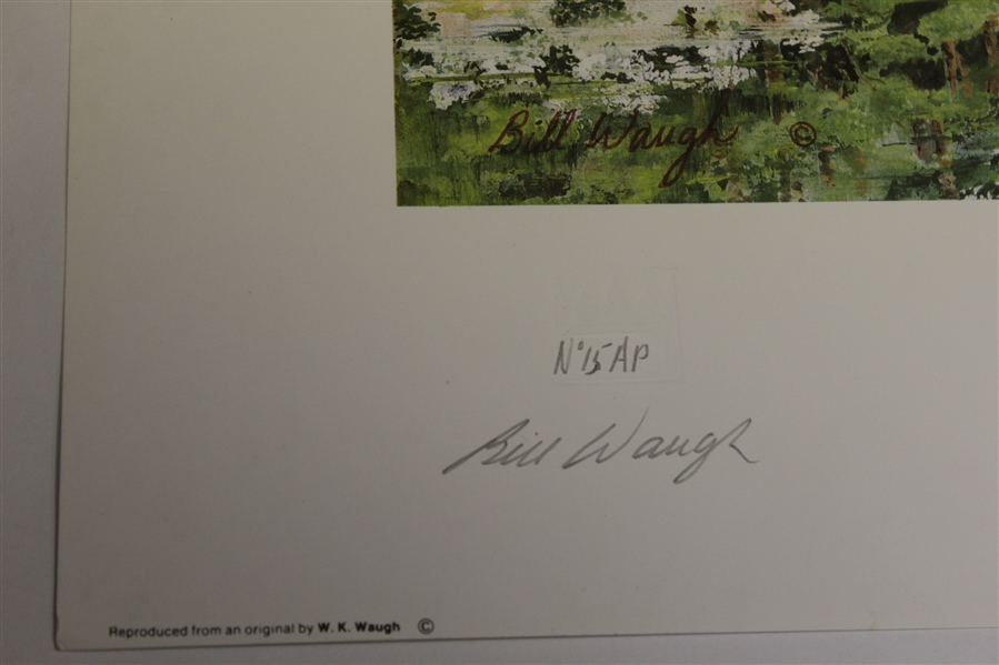 Augusta National Hole #16 Print w/ Robert Trent Jones Signature by Bill Waugh