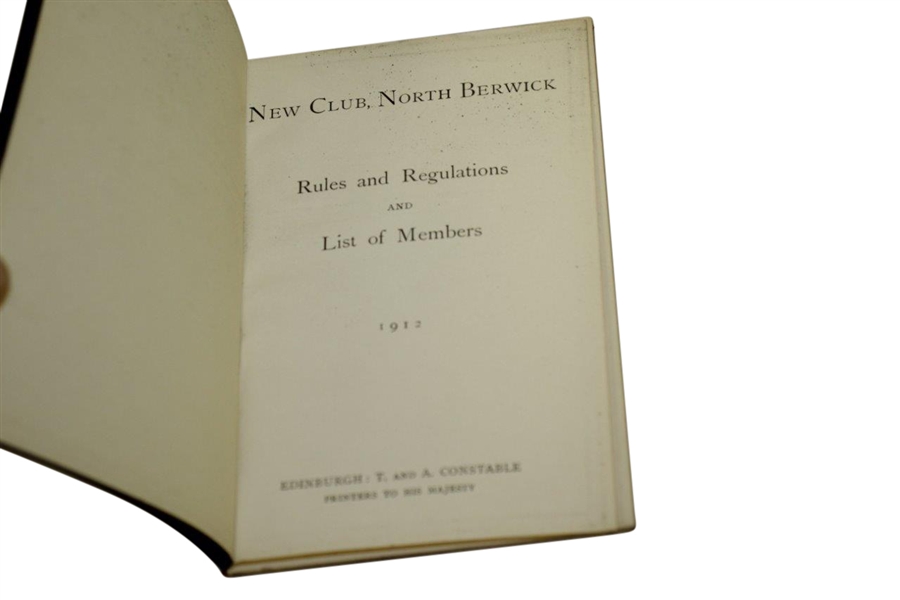 1912 North Berwick New Club Rules & Regulations and List of Members Booklet