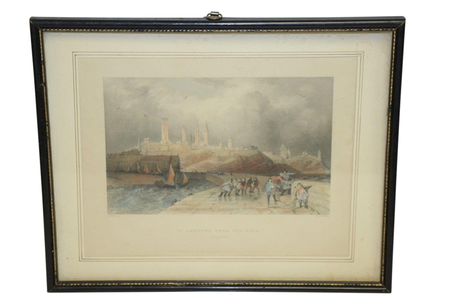 1837 'St Andrews From the Pier' Hand Colored Engraving 
