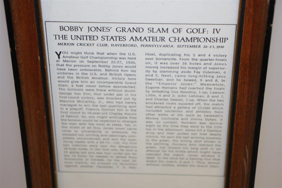 Bobby Jones Grand Slam of Golf - Tournament Synopses Framed Presentation