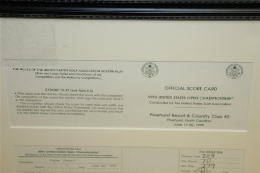 1999 US Open Payne Stewart Replica Final Rd Scorecard Presentation-Marked by Mickelson
