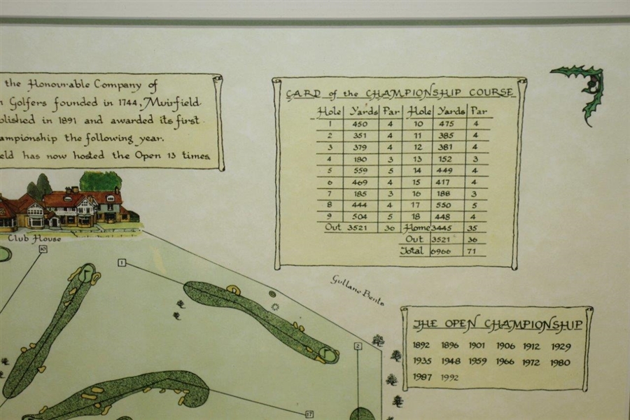 Muirfield Golf Course Framed Print w/ Open Championship Years