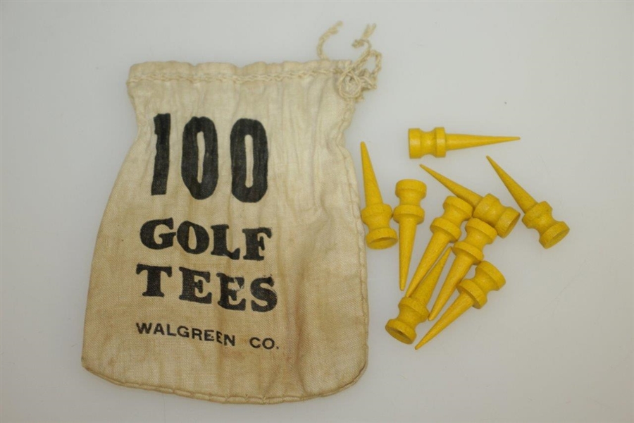 Vintage 100 Golf Tees - Walgreen Co. Golf Tee Bag with Tees - Crist Collection