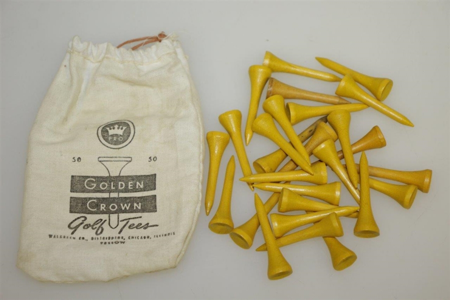 Vintage Pro Golden Crown Golf Tees Canvas Golf Tee Bag with Tees - Crist Collection