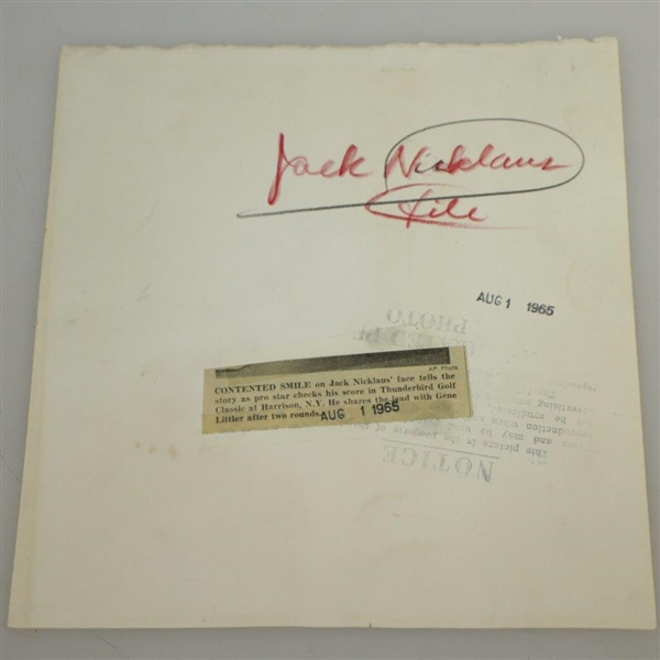 1965 Jack Nicklaus Wire Photo Scoring Thunderbird Classic Scorecard