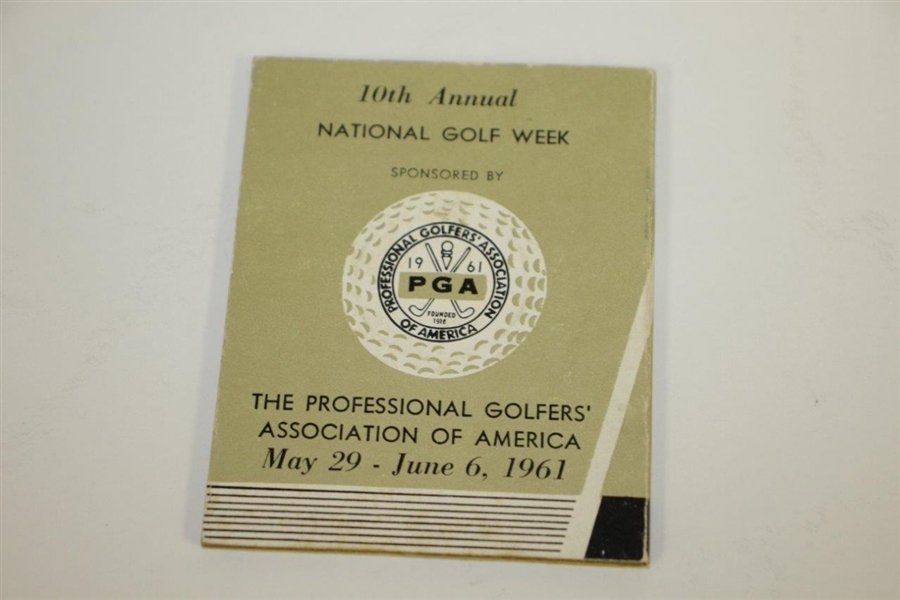 Arnold Palmer Playing Card, Vintage Augusta Postcard, & 1961 Golf Day Coin Holder