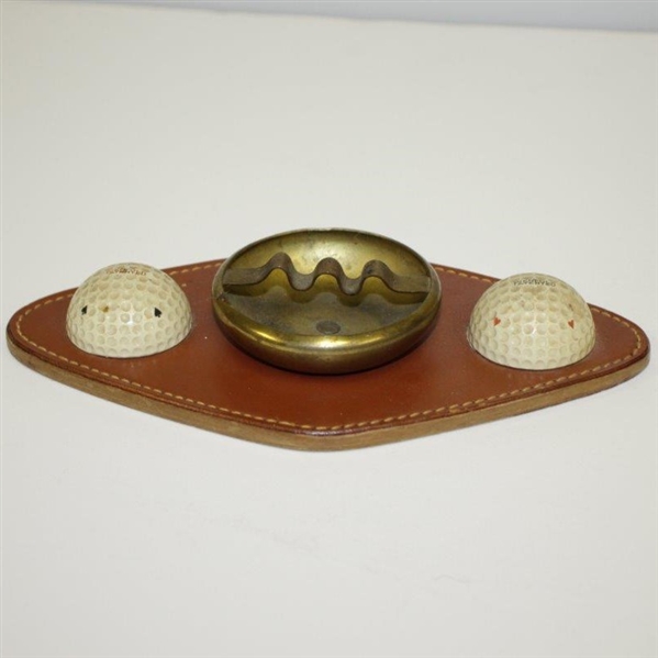Penfold Patented Half Golf Balls Ashtray on Leather