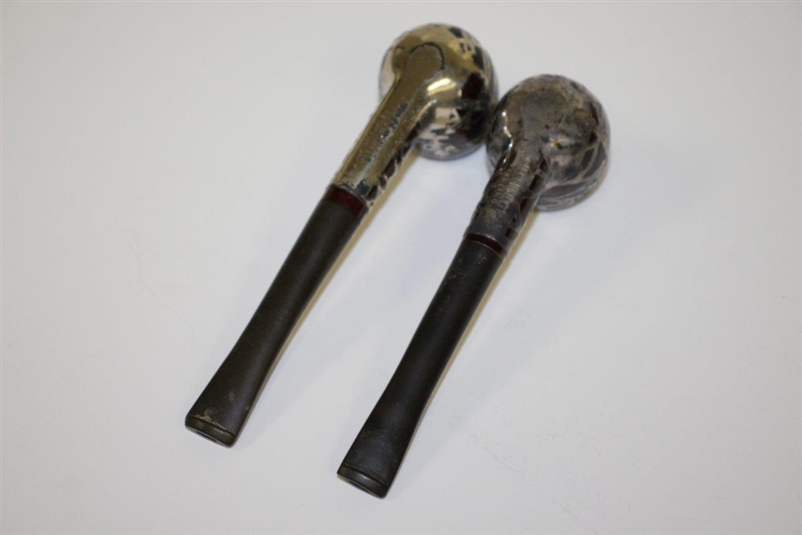 Two Vintage Sterling Silver Inlay Tobacco Pipes - Good Condition