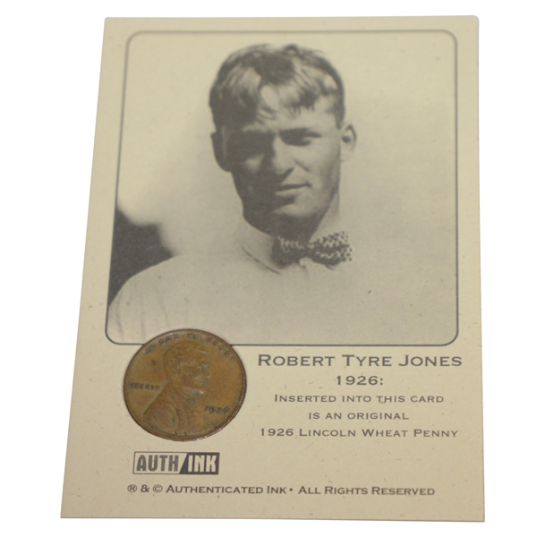 Robert Tyre Jones 1926 Lincoln Wheat Penny Card