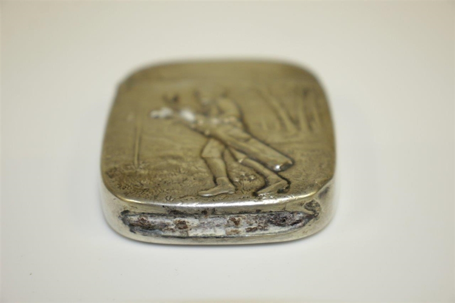 Vintage Sterling Silver Golfer with Golf Bag Themed Match Safe with Initials