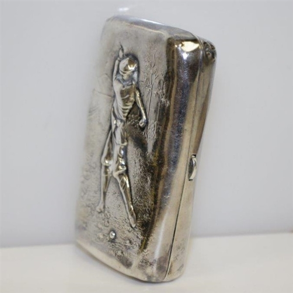 Vintage Sterling Silver Pre-Swing Golfer Themed Cigarette Case