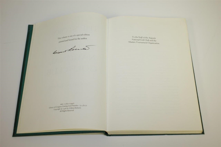 Clifford Roberts Signed 'Story of Augusta National Book' to Charles Price JSA ALOA