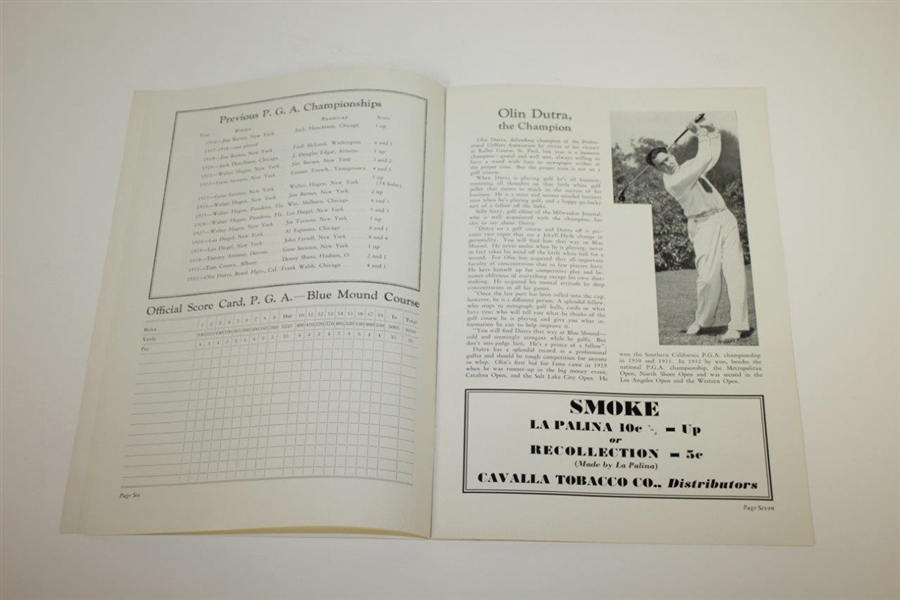 1933 PGA Championship at Blue Mound CC Program - Gene Sarazen Winner