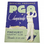 1936 PGA Championship at Pinehurst CC Program - Denny Shute Winner