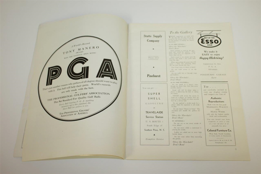 1936 PGA Championship at Pinehurst CC Program - Denny Shute Winner