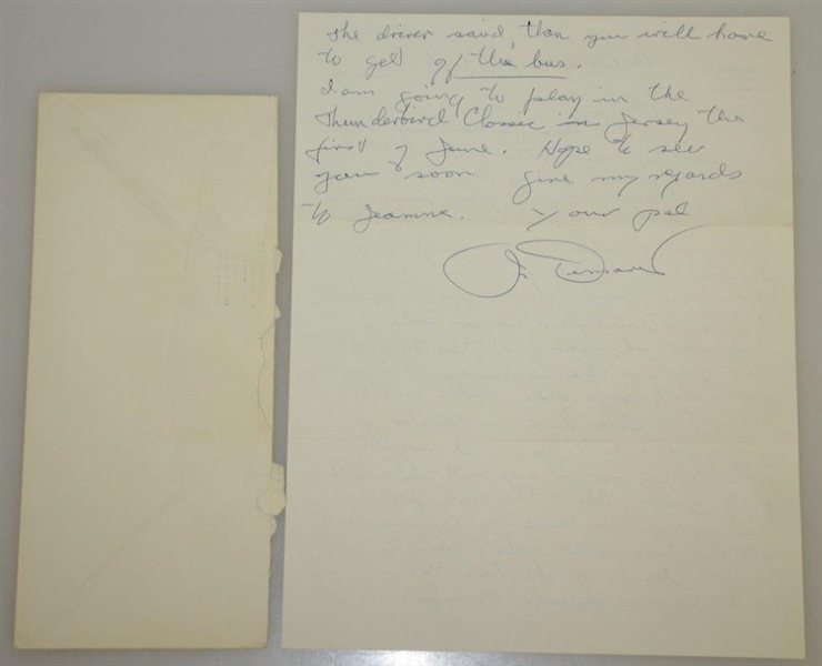 Jimmy Demaret 1962 Handwritten Letter on Champions GC Letterhead to Rod Munday JSA ALOA