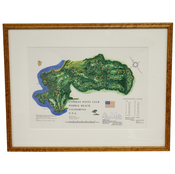 1968 James P. Izatt Signed Cypress Point Golf Club Topographical Map - Framed