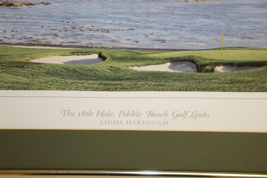 18th at Pebble Beach Golf Links Print Signed by Artist Linda Hartaugh JSA ALOA