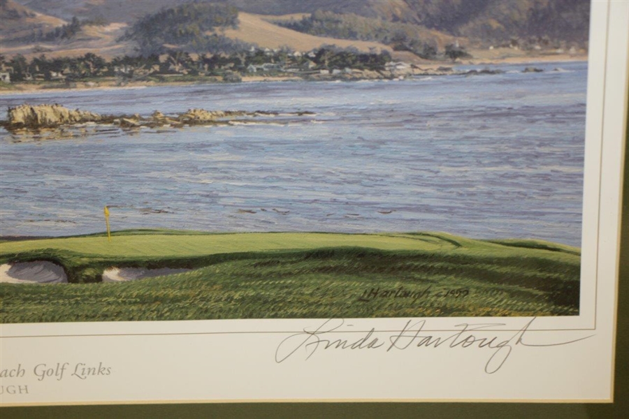 18th at Pebble Beach Golf Links Print Signed by Artist Linda Hartaugh JSA ALOA