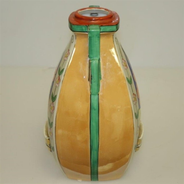 Vintage Hand Painted Japanese Golfer Slip Ware Vase
