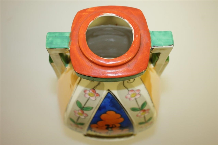 Vintage Hand Painted Japanese Golfer Slip Ware Vase