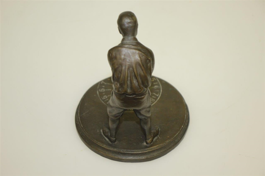 Bronze Bobby Jones Sundial Based on Slow Back Time Right E.E. Codman Statue Outside ANGC