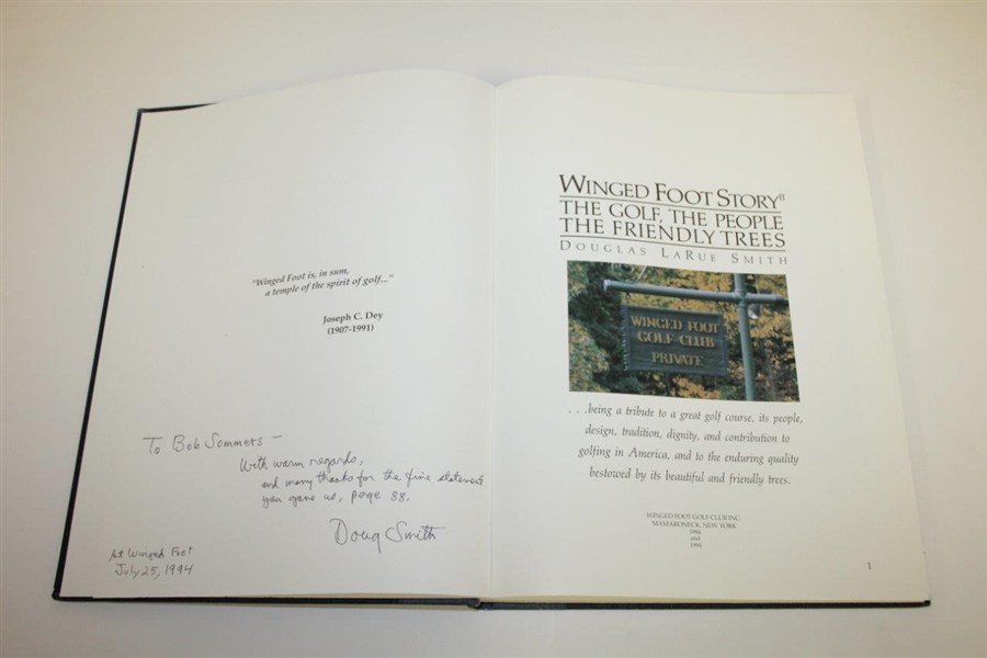 'Winged Foot Story: The Golf, The People, The Friendly Trees' Signed by Author Doug Smith