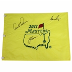 Arnold Palmer, Jack Nicklaus, & Gary Player Big Three Signed 2011 Masters Flag JSA ALOA