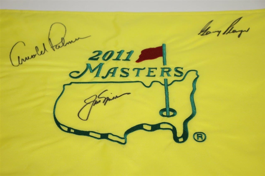Arnold Palmer, Jack Nicklaus, & Gary Player 'Big Three' Signed 2011 Masters Flag JSA ALOA