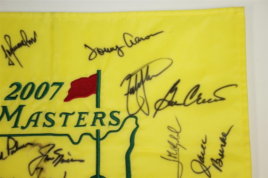 Palmer, Nicklaus, Player, & 17 Others Masters Champs Signed 2007 Masters Flag JSA ALOA