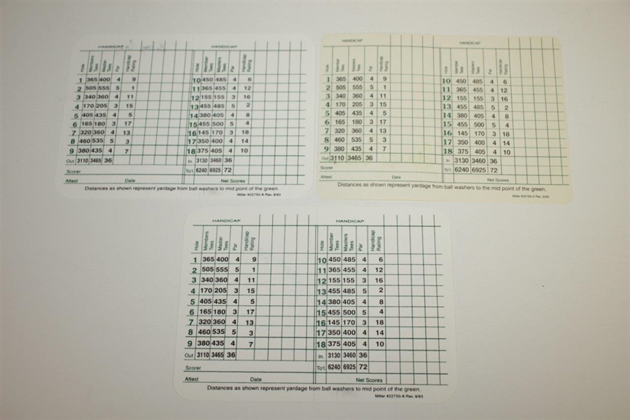 Jack Burke, Billy Casper, & Tommy Aaron Signed Augusta National Golf Club Scorecards JSA ALOA