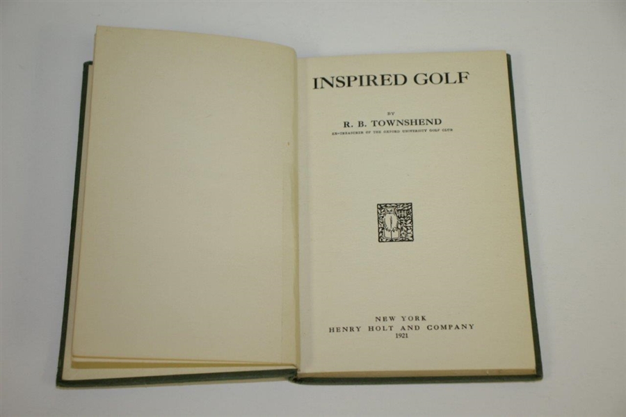 1921 1st Edition 'Inspired Golf' by R.B. Townshend with Scarce Bobby Jones Cover