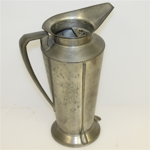 Large Golf Club Lined/Themed Revere Pewter Pitcher