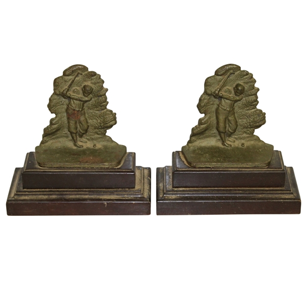 Bobby Jones Likeness Set of Bookends with Seldom Seen Mounted Base