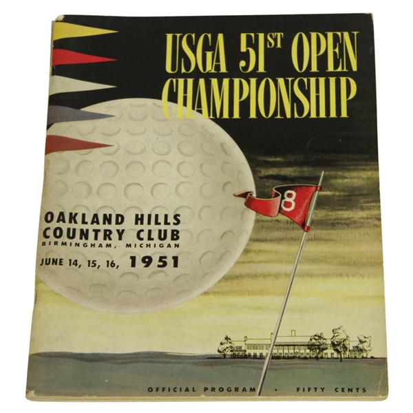 1951 US Open Championship @ THE MONSTER Oakland Hills Program - Ben Hogan Winner