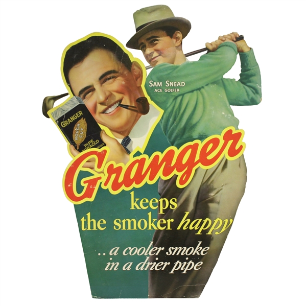 Sam Snead Granger Tobacco Advertising Cut Out Sizable Broadside Display - 24 x 32