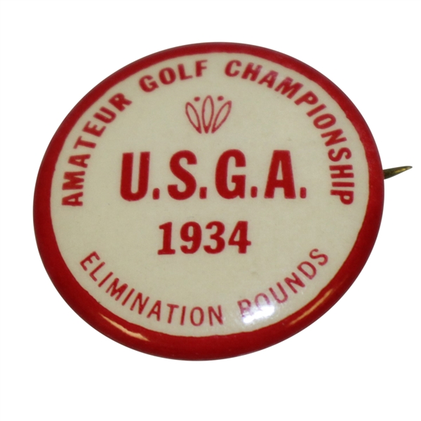 1934 US Amateur at The Country Club Elimination Rounds Badge - Lawson Little Little Slam Victory
